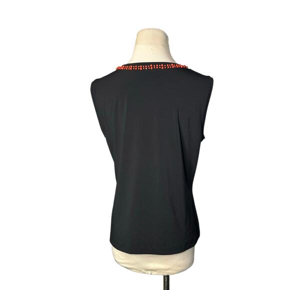 Taifun black orange beads embellishments sleeveless top size Medium - Picture 2 of 12